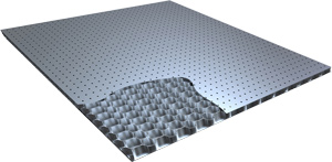micro-perforated plate constituting the superficial layer of a honeycomb sandwich panel
