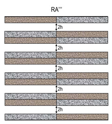 Silencer with unsymmetrical baffle (splitter) arrangement, with constitution variation, but with unique thickness